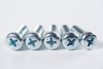 screws on white background