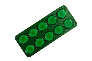 Pills in blister pack isolated on white background