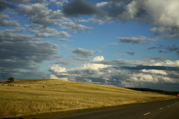 Blue, yellow and clouds