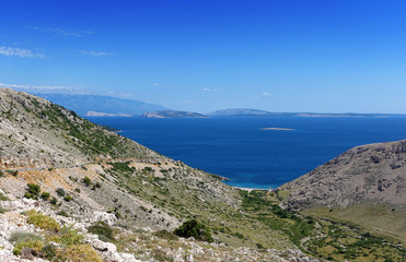 Fototapeta na wymiar Panoamic viewpoint to adriatic sea on way to Stara Baska - Krk - Croatia