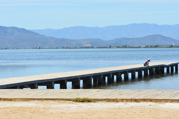 the wooden long pier in Trabucador Spain