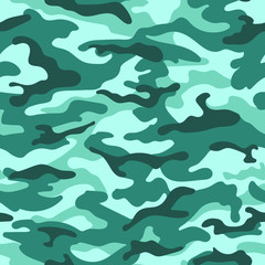 Camouflage seamless pattern, female green colors. Vector