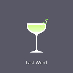 Last Word cocktail icon on dark background in flat style