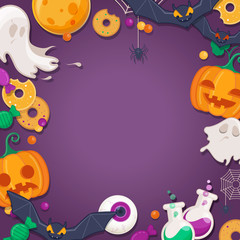 Obraz na płótnie Canvas Halloween background with cartoon characters