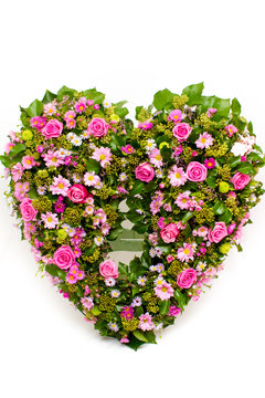 Funeral Wreath In Shape Of The Heart