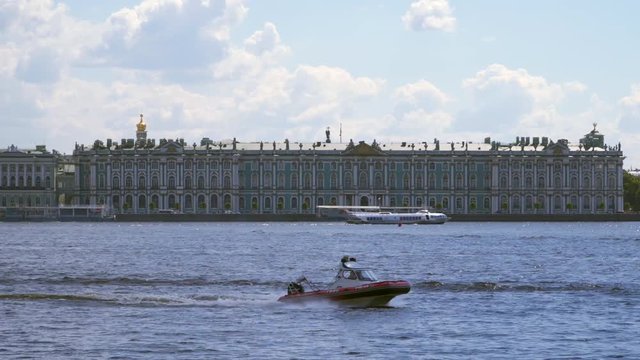 The Hermitage building on the banks of the Neva
