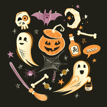 Halloween design vector decorations and characters.