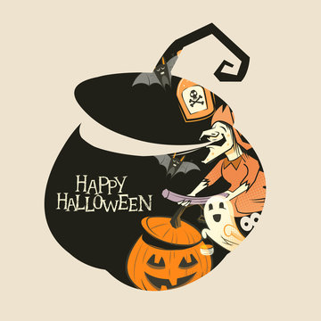 Halloween Pumpkin Silhouette spooky decorations! Vector illustration.