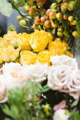 Autumn flowers. Autumn bouquets on a flower market.
