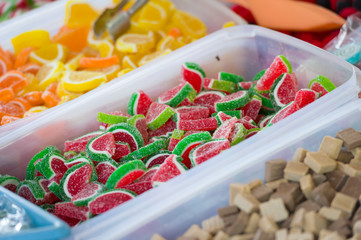 sweets in boxes on crafts fair