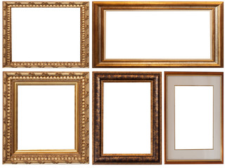 a picture gold frame on a white