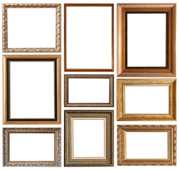 a picture gold frame on a white