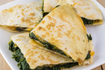 Spinach mushroom quesadillas.