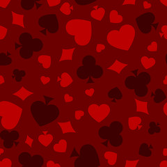 Seamless pattern from the symbols of a deck of cards. Background for poker and casino. Poker line seamless pattern