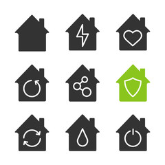 Houses glyph icons set