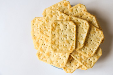 crackers on a saucer