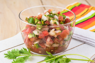  Homemade fresh pico de galla salsa.