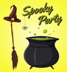 Happy halloween poster. Cartoon vector illustration.