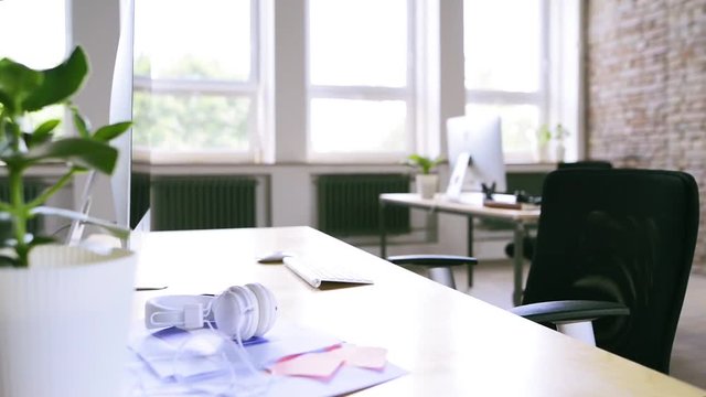 The interior of big bright empty modern office after work.