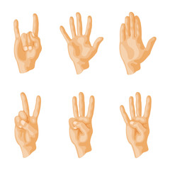 Fototapeta premium Hands deaf-mute different gestures human arm people communication message vector illustration.
