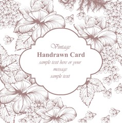 Vintage ornamented floral card line art. Beautiful background. hand drawing graphic styles