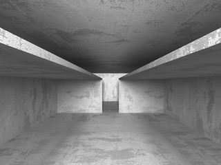 Dark empty room. Concrete rusty walls. Architecture background
