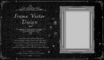 Thailand Royal gold frame on drake pattern background, Vintage photo frame on drake background, antique, vector design pattern