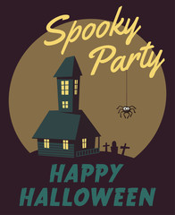 Happy halloween poster. Cartoon vector illustration.