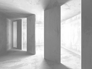 Dark empty room. Concrete rusty walls. Architecture background