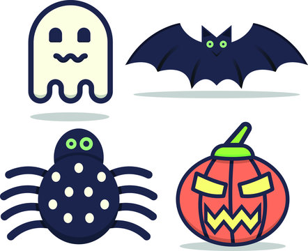 Halloween Set ( Bat, Spider, Ghost, Pumpkin )