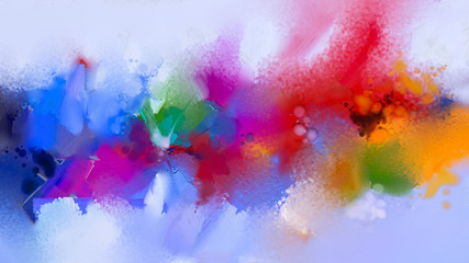 Abstract colorful oil painting on canvas texture. Hand drawn brush stroke, oil color paintings background. Modern art oil paintings with green, red and blue. Abstract contemporary art for background
