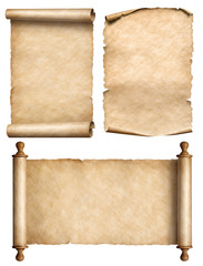 old scroll, parchment, papyrus vintage 3d illustration set