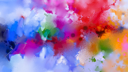 Obraz premium Abstract colorful oil painting on canvas texture. Hand drawn brush stroke, oil color paintings background. Modern art oil paintings with green, red and blue. Abstract contemporary art for background
