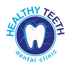 Vector logo clinic dentistry symbol emblem healthy prong tooth, design protection treatment