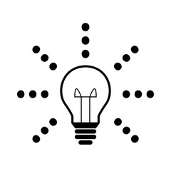 light bulb, beams, bubbles - shining, icon, symbol, pictogram, sign - perfect for web & print - vector - cute - black and white
