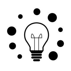 light bulb, ring of bubbles - shining, icon, symbol, pictogram, sign - perfect for web & print - vector - cute - black and white