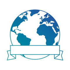 world planet with ribbon