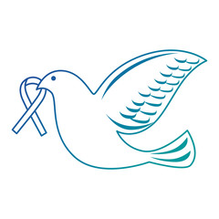 dove of peace flying with ribbon