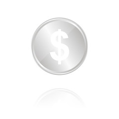 Obraz premium Dollarzeichen - Silber Münze mit Reflektion