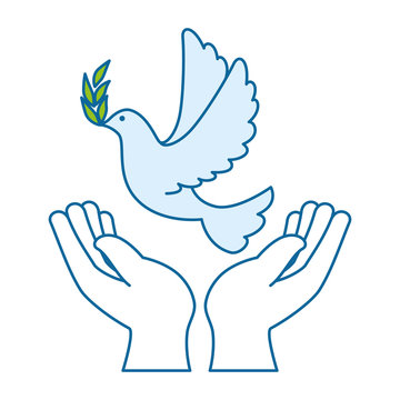 hands human with dove of peace