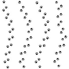 Fototapeta premium Cat paw track. Seamless animal pattern of paw footprint. Vector