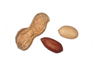 Toasted peeled and peeled on a white background