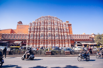 JAIPUR, INDIA - JAN 17: Hawa Mahal or Place of winds or breeze January 17, 2017 Rajasthan, India