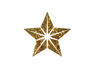 Vector golden glitter review star icon on white background