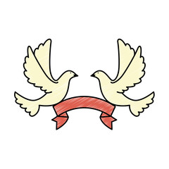 doves of peace with ribbon