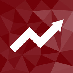 Pfeil nach oben - Icon mit geometrischem Hintergrund rot