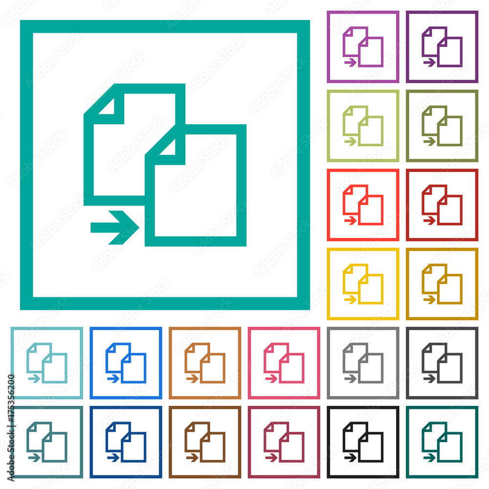 Poster copy item flat color icons with quadrant frames