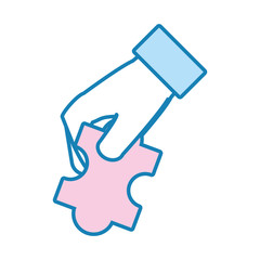 hand  with puzzle piece  vector illustration