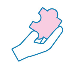 hand  with puzzle piece  vector illustration