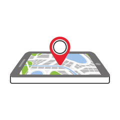 navigation gps device and city map with pins technology and traveling concept